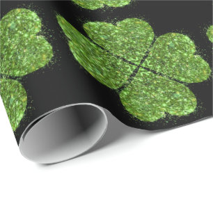 St. Patrick's dag, Ierse groene glinsterende klave Cadeaupapier