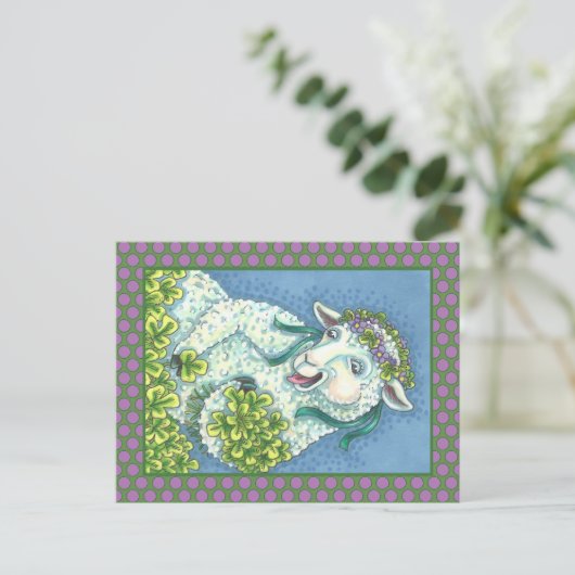 ST. PATRICK'S DAG IRISH EWE, SCHAPEN BRIEFKAART (Staand voorkant)