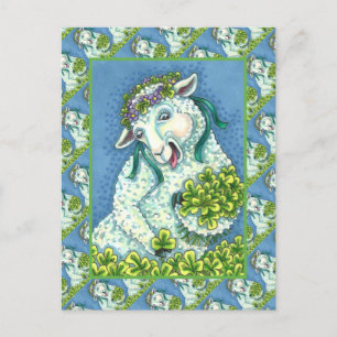 ST. PATRICK'S DAG IRISH EWE, SHEEP & SHAMROCKS BRIEFKAART