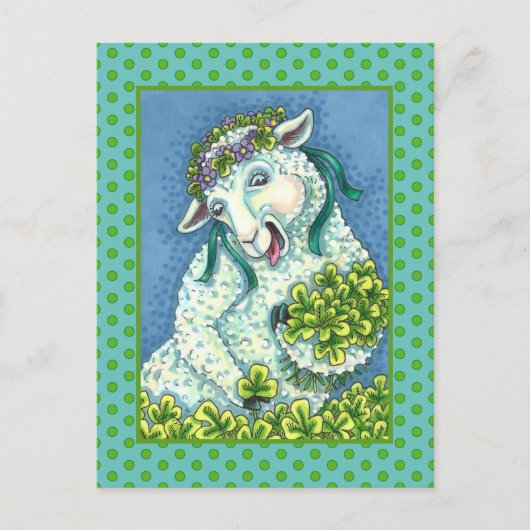 ST. PATRICK'S DAG IRISH EWE, SHEEP & SHAMROCKS BRIEFKAART (Voorkant)