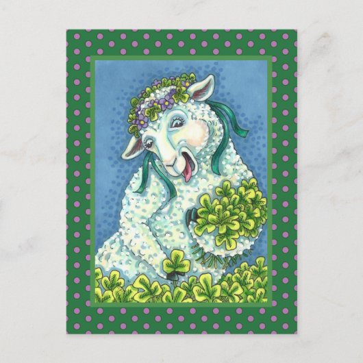 ST. PATRICK'S DAG IRISH EWE, SHEEP & SHAMROCKS BRIEFKAART (Voorkant)