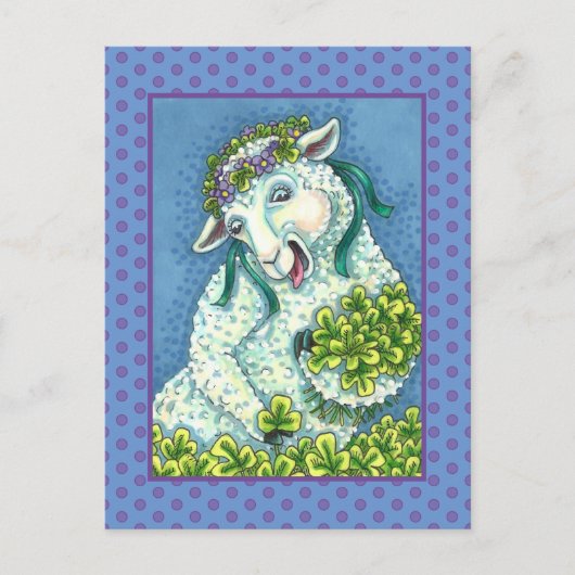 ST. PATRICK'S DAG IRISH EWE, SHEEP & SHAMROCKS BRIEFKAART (Voorkant)