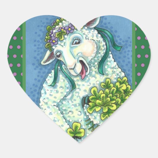 ST. PATRICK'S DAG IRISH EWE, SHEEP & SHAMROCKS HART STICKER (Voorkant)