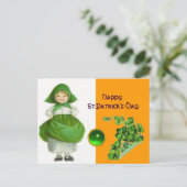 ST. PATRICK'S DAG IRISH GIRL EMERALD GEMSTONE FEESTDAGENKAART (Staand voorkant)