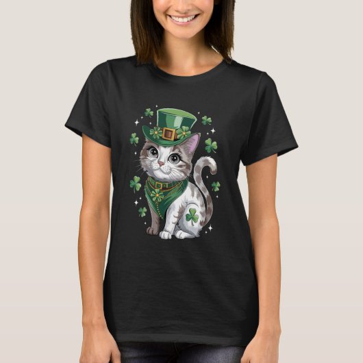 St Patricks Dag Kat Leprechaun St Paddys Dag St Ca T-shirt (Voorkant)