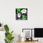 ST. PATRICK'S DAG KAT MET GROENE IERSE BIER POSTER (Thuiskantoor)