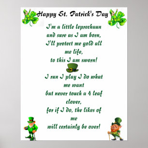 ST. PATRICK'S DAG LEPRECHAUN POEM POSTER