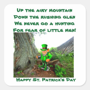 ST. PATRICK'S DAG LEPRECHAUN POEM-stickers Vierkante Sticker