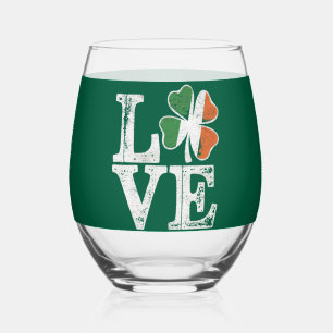 St. Patrick's Dag Liefde Geluk Irish Klaver Groen Wijnglas Zonder Voet