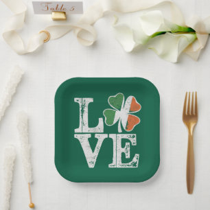 St. Patrick's Dag Liefde Gelukkig Iers Klaver Groe Papieren Bordje