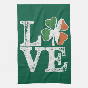 St. Patrick's Dag Liefde Gelukkig Iers Klaver Groe Theedoek