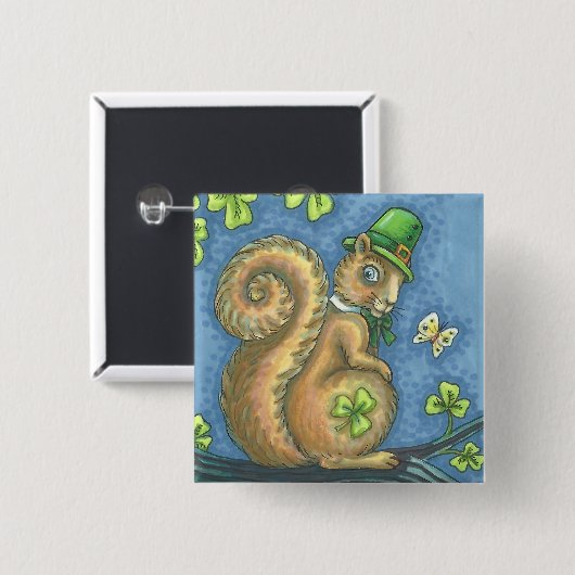 ST. PATRICK'S DAG, LUCKY IRISH SQUIRREL BUTTON Squ (Voorkant /achterkant)