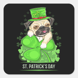 St Patricks Dag Puppy Pug Vierkante Sticker
