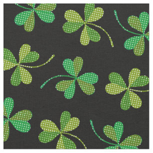 St. Patricks Dag Schattig Klaverpatroon Groen Zwar Stof