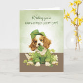 St. Patricks Dag Schattigee Puppy Dog Lucky Wishes Kaart (Gele Bloem)