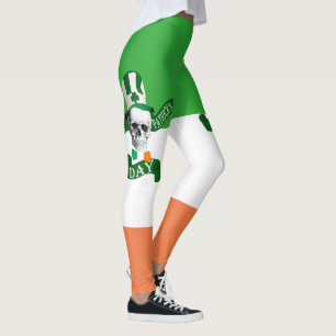 St Patricks dag schedel op Ierse vlag Leggings