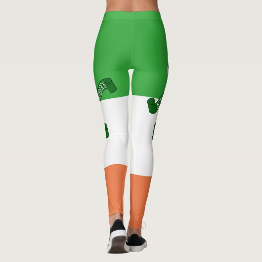 St Patricks dag schedel op Ierse vlag Leggings (Achterkant)