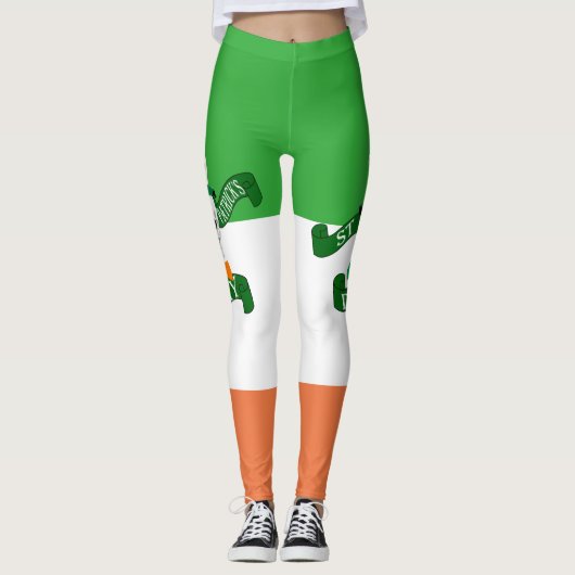 St Patricks dag schedel op Ierse vlag Leggings (Voorkant)