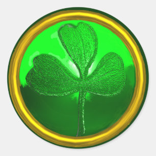 ST. PATRICK'S DAG SHAMROCK Green Gold Ronde Sticker