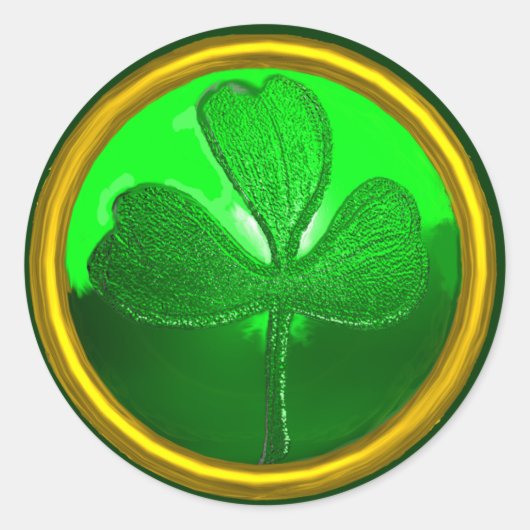 ST. PATRICK'S DAG SHAMROCK Green Gold Ronde Sticker (Voorkant)
