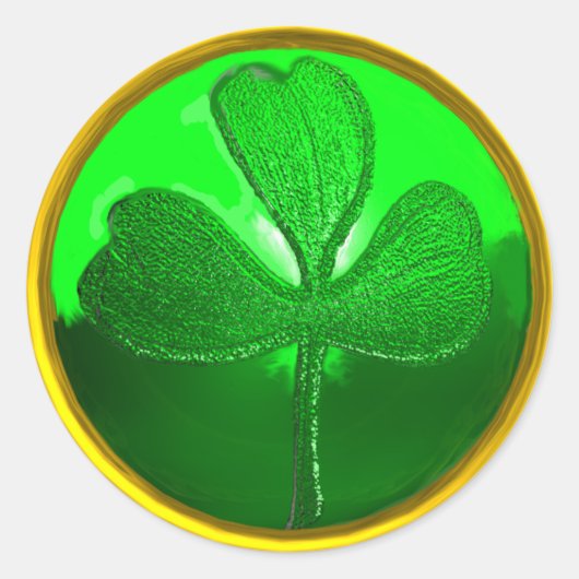ST. PATRICK'S DAG SHAMROCK Green Gold Ronde Sticker (Voorkant)