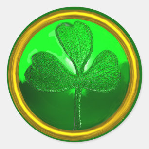 ST. PATRICK'S DAG SHAMROCK Green Gold Ronde Sticker