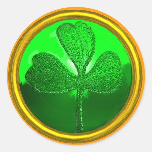 ST. PATRICK'S DAG SHAMROCK Green Gold Ronde Sticker (Voorkant)