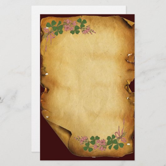 ST. PATRICK'S DAG/Shamrocks op bruin perkament Briefpapier (Voorkant / Achterkant)