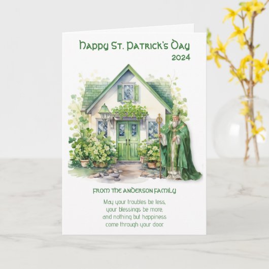 St. Patricks Dag Shamrocks Zegen en Gebed Kaart (Gele Bloem)