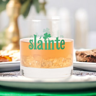 St. Patricks Dag Slainte Proost Whisky Glas