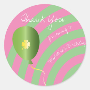 St. Patrick's Dag Verjaardag Bedankt Shamrock Roze Ronde Sticker