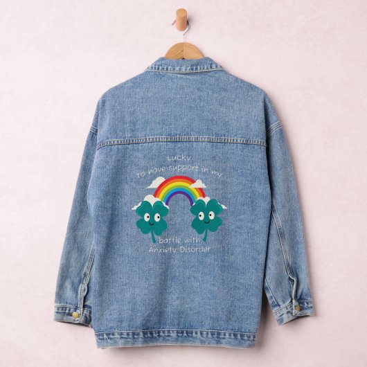 St Patricks Dag Vier Leaf C Angst Mental Awarene Denim Jacket (Hangar)