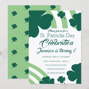 St. Patrick's Dag Viering Klaver Groen Regenboog Kaart