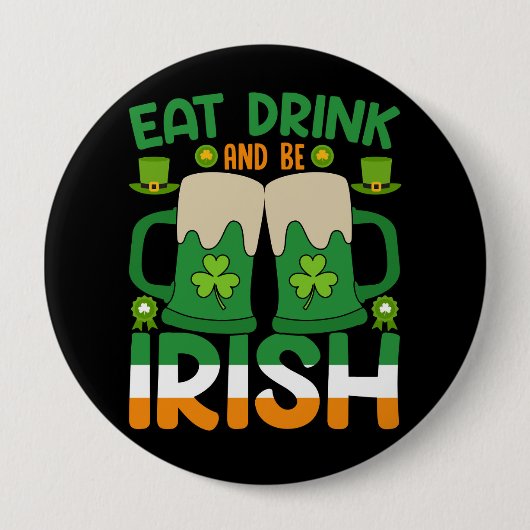 St. Patrick's Dag Viering Ronde Button 4,0 Cm (Voorkant)