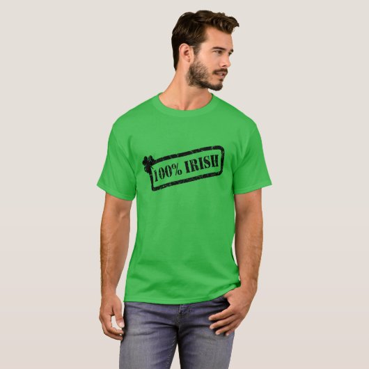 St. Patrick's Day 100% Irish Shamrock Green M T T-shirt (Voorkant volledig)