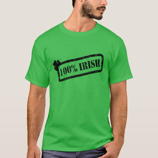 St. Patrick's Day 100% Irish Shamrock Green M T T-shirt (Voorkant)