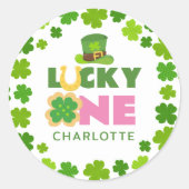St. Patrick's Day 1e verjaardag Lucky One Shamrock Ronde Sticker (Voorkant)