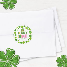 St. Patrick's Day 1e verjaardag Lucky One Shamrock Ronde Sticker