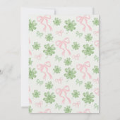 St Patrick's Day 1st Birthday Invitation Pink Bow Kaart (Achterkant)