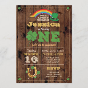 St. Patricks Day 1st Birthday Party Invitation One Kaart