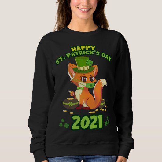 St Patricks Day 2021 Lucky Fox Irish Social Distan Trui (Voorkant)