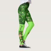 St Patrick's Day 2 Tone Green Fun Leprechaun Leggings (Rechts)
