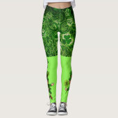 St Patrick's Day 2 Tone Green Fun Leprechaun Leggings (Voorkant)