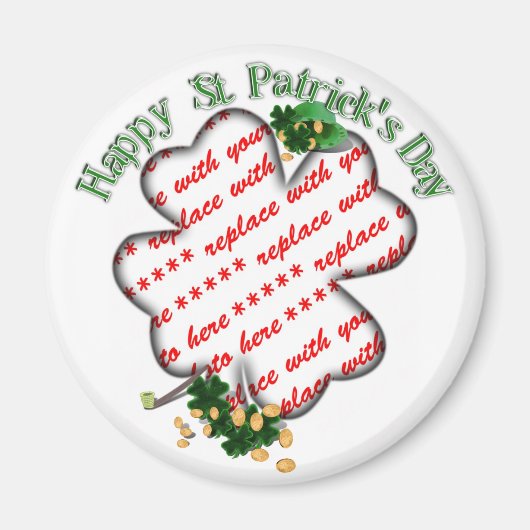 St. Patrick's Day 4-bladige Klaver Fotolijst Magneet (Voorkant)