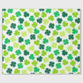 St Patrick's Day 4 Bladklaver Groen Wit Cadeaupapier (Vlak)