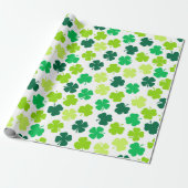 St Patrick's Day 4 Bladklaver Groen Wit Cadeaupapier (Uitgerold)