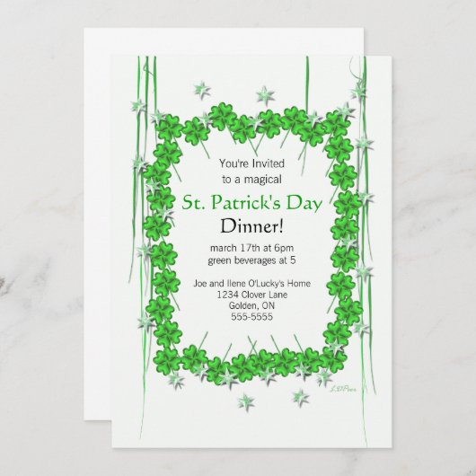 St. Patrick's Day 4-Leaf Clover and Stars Kaart (Voorkant / Achterkant)