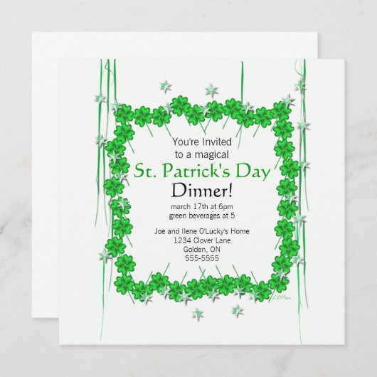 St. Patrick's Day 4-Leaf Clover and Stars Kaart (Voorkant / Achterkant)