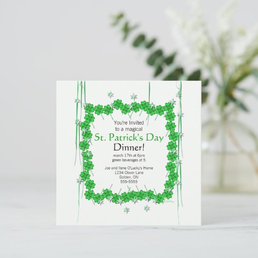 St. Patrick's Day 4-Leaf Clover and Stars Kaart (Staand voorkant)