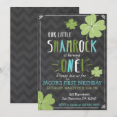 St. Patrick's Day 4 Leaf Clover Birthday Invite Kaart (Voorkant / Achterkant)